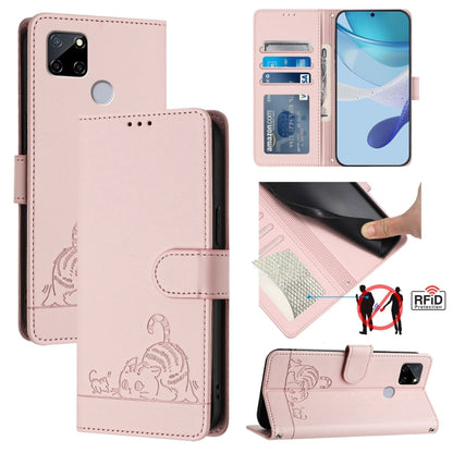 Cat Rat Embossed Pattern RFID Leather Phone Case with Lanyard, For Realme V23, For Realme Q5i, For Realme GT NEO3, For Realme 8 5G / 9 5G India, For Realme V13 5G / Q3 5G, For Realme Q3i 5G, For Realme 9 5G EU Version, For Realme 9 Pro 5G Global       ...
