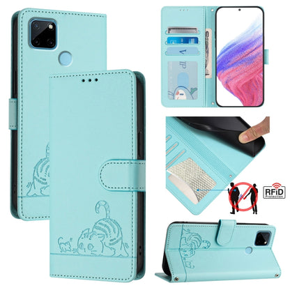 Cat Rat Embossed Pattern RFID Leather Phone Case with Lanyard, For Realme V23, For Realme Q5i, For Realme GT NEO3, For Realme 8 5G / 9 5G India, For Realme V13 5G / Q3 5G, For Realme Q3i 5G, For Realme 9 5G EU Version, For Realme 9 Pro 5G Global       ...