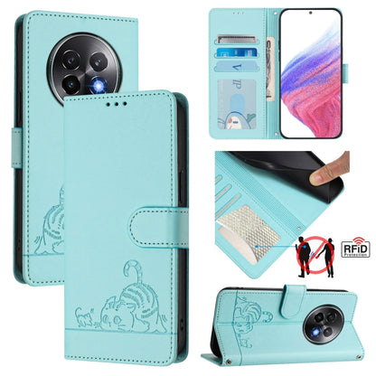 Cat Rat Embossed Pattern RFID Leather Phone Case with Lanyard, For Realme C71 4G Global, For Realme Neo7 Turbo 5G, For Realme V70 / 14x Global / C75 5G, For Realme Narzo 80 Pro / 14 Pro 5G India, For Realme 14 5G Global / P3 5G India                   ...
