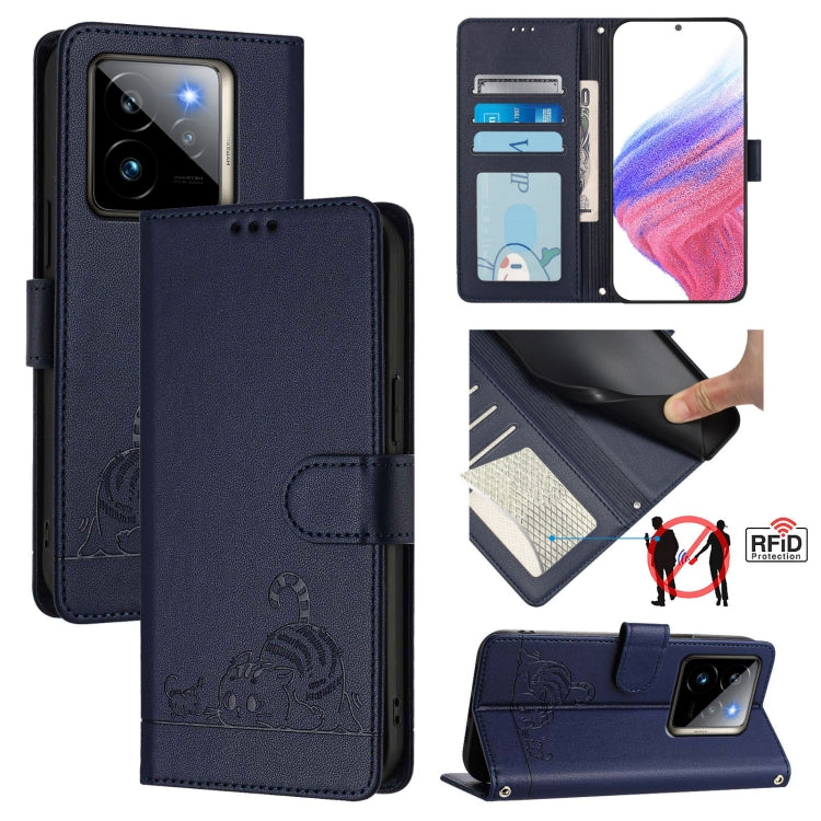 Cat Rat Embossed Pattern RFID Leather Phone Case with Lanyard, For Realme C71 4G Global, For Realme Neo7 Turbo 5G, For Realme V70 / 14x Global / C75 5G, For Realme Narzo 80 Pro / 14 Pro 5G India, For Realme 14 5G Global / P3 5G India                   ...