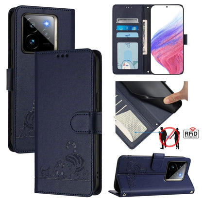 Cat Rat Embossed Pattern RFID Leather Phone Case with Lanyard, For Realme C71 4G Global, For Realme Neo7 Turbo 5G, For Realme V70 / 14x Global / C75 5G, For Realme Narzo 80 Pro / 14 Pro 5G India, For Realme 14 5G Global / P3 5G India                   ...