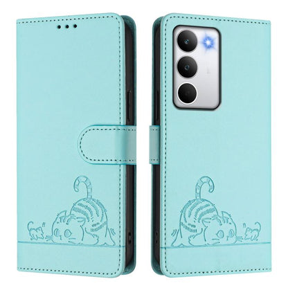 Cat Rat Embossed Pattern RFID Leather Phone Case with Lanyard, For Realme C71 4G Global, For Realme Neo7 Turbo 5G, For Realme V70 / 14x Global / C75 5G, For Realme Narzo 80 Pro / 14 Pro 5G India, For Realme 14 5G Global / P3 5G India                   ...
