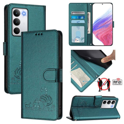 Cat Rat Embossed Pattern RFID Leather Phone Case with Lanyard, For Realme C71 4G Global, For Realme Neo7 Turbo 5G, For Realme V70 / 14x Global / C75 5G, For Realme Narzo 80 Pro / 14 Pro 5G India, For Realme 14 5G Global / P3 5G India                   ...