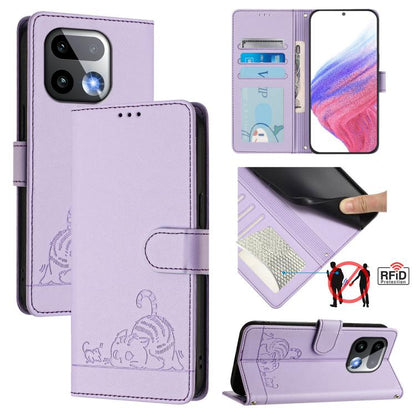 Cat Rat Embossed Pattern RFID Leather Phone Case with Lanyard, For Realme P4x 5G / OnePlus Nord CE6 Lite, For Realme 16T 5G Global, For Realme C100 5G / C85 5G Global, For Realme P4 Power 5G, For Realme Note 80 4G Global, For Realme C83 5G India / C85 ...