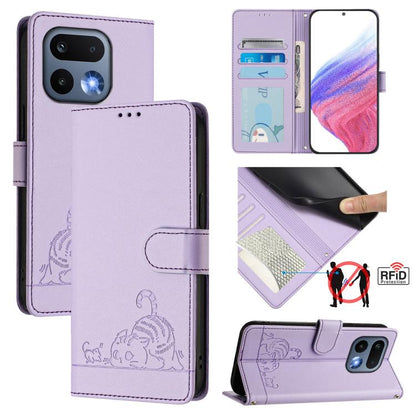 Cat Rat Embossed Pattern RFID Leather Phone Case with Lanyard, For Realme P4x 5G / OnePlus Nord CE6 Lite, For Realme 16T 5G Global, For Realme C100 5G / C85 5G Global, For Realme P4 Power 5G, For Realme Note 80 4G Global, For Realme C83 5G India / C85 ...