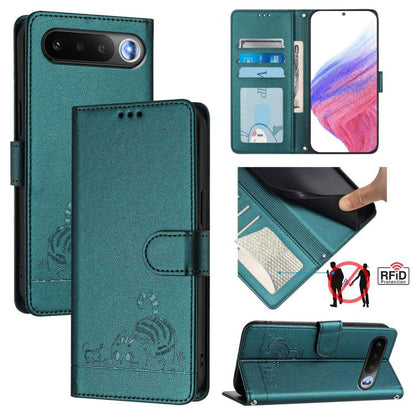 Cat Rat Embossed Pattern RFID Leather Phone Case with Lanyard, For Realme P4x 5G / OnePlus Nord CE6 Lite, For Realme 16T 5G Global, For Realme C100 5G / C85 5G Global, For Realme P4 Power 5G, For Realme Note 80 4G Global, For Realme C83 5G India / C85 ...