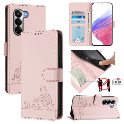 Cat Rat Embossed Pattern RFID Leather Phone Case with Lanyard, For Realme P4x 5G / OnePlus Nord CE6 Lite, For Realme 16T 5G Global, For Realme C100 5G / C85 5G Global, For Realme P4 Power 5G, For Realme Note 80 4G Global, For Realme C83 5G India / C85 ...
