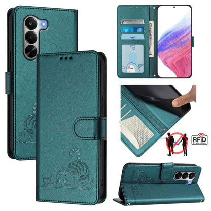 Cat Rat Embossed Pattern RFID Leather Phone Case with Lanyard, For Realme P4x 5G / OnePlus Nord CE6 Lite, For Realme 16T 5G Global, For Realme C100 5G / C85 5G Global, For Realme P4 Power 5G, For Realme Note 80 4G Global, For Realme C83 5G India / C85 ...