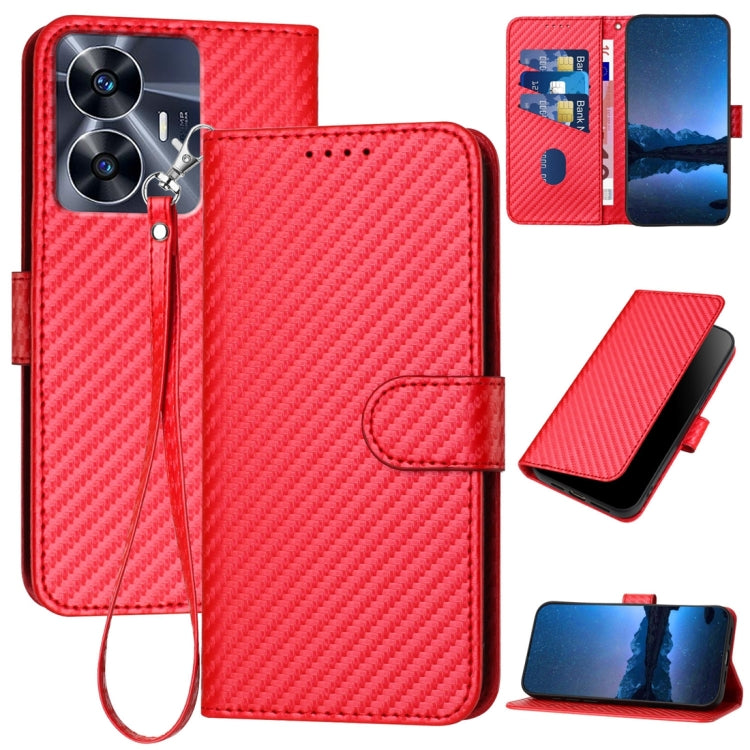 YX0070 Carbon Fiber Buckle Leather Phone Case with Lanyard, For Realme GT 6 / GT 6T, For Realme C63 / C61 Global, For Realme 12+ / Narzo 70 Pro 5G India, For Realme 12, For Realme 12 Pro, For Realme 12 Lite / C67 4G Global, For Realme GT5 Pro          ...