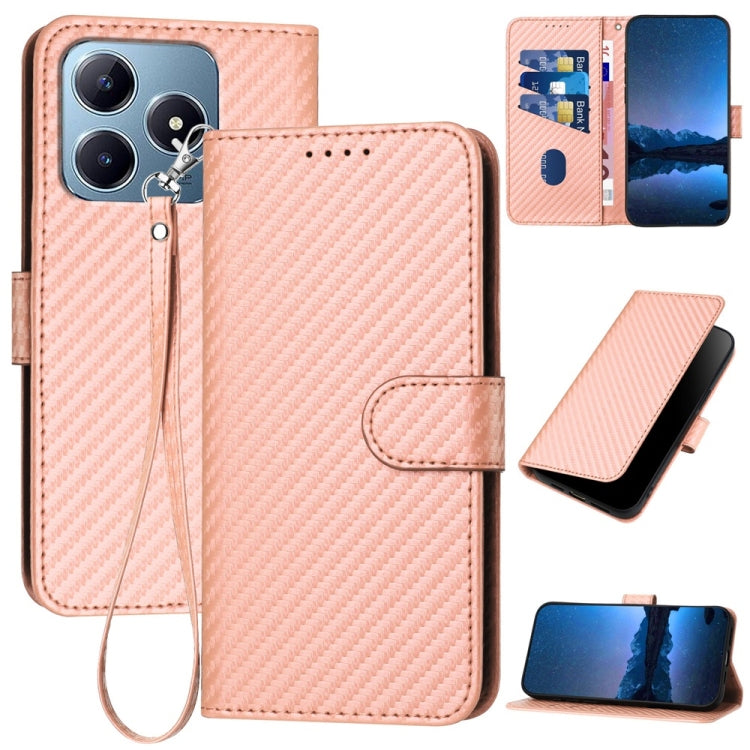 YX0070 Carbon Fiber Buckle Leather Phone Case with Lanyard, For Realme GT 6 / GT 6T, For Realme C63 / C61 Global, For Realme 12+ / Narzo 70 Pro 5G India, For Realme 12, For Realme 12 Pro, For Realme 12 Lite / C67 4G Global, For Realme GT5 Pro          ...