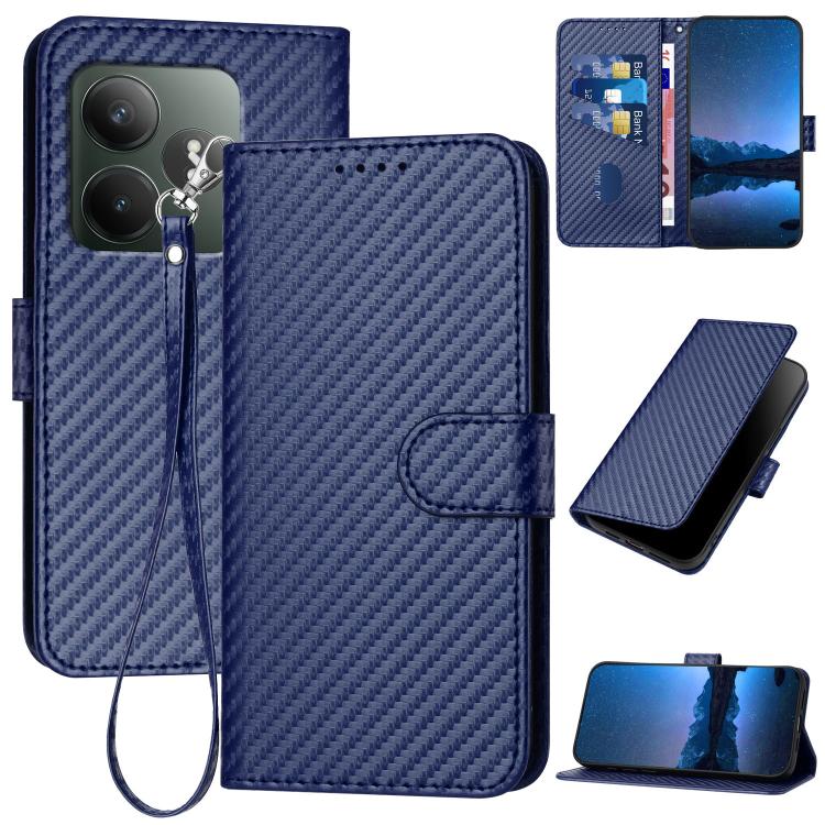 YX0070 Carbon Fiber Buckle Leather Phone Case with Lanyard, For Realme GT 6 / GT 6T, For Realme C63 / C61 Global, For Realme 12+ / Narzo 70 Pro 5G India, For Realme 12, For Realme 12 Pro, For Realme 12 Lite / C67 4G Global, For Realme GT5 Pro          ...