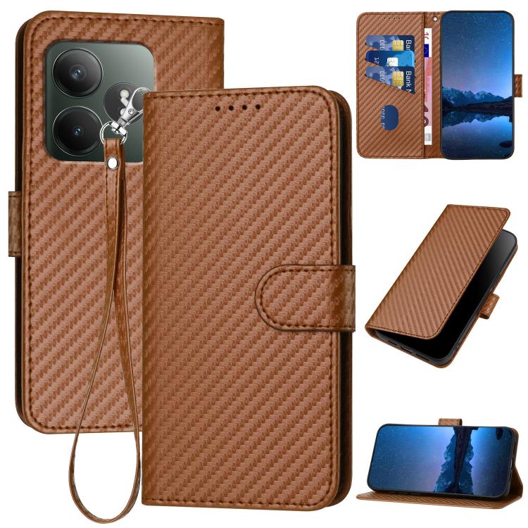 YX0070 Carbon Fiber Buckle Leather Phone Case with Lanyard, For Realme GT 6 / GT 6T, For Realme C63 / C61 Global, For Realme 12+ / Narzo 70 Pro 5G India, For Realme 12, For Realme 12 Pro, For Realme 12 Lite / C67 4G Global, For Realme GT5 Pro          ...