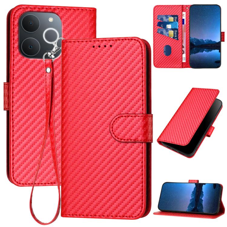 YX0070 Carbon Fiber Buckle Leather Phone Case with Lanyard, For Realme C71 India, For Realme 15 5G / 15 Pro 5G, For Realme GT 7 India, For Realme 14 / P3 5G Global, For Realme P3 Ultra 5G, For Realme P3 Pro, For Realme 14 Pro+, For Realme 14 Pro       ...