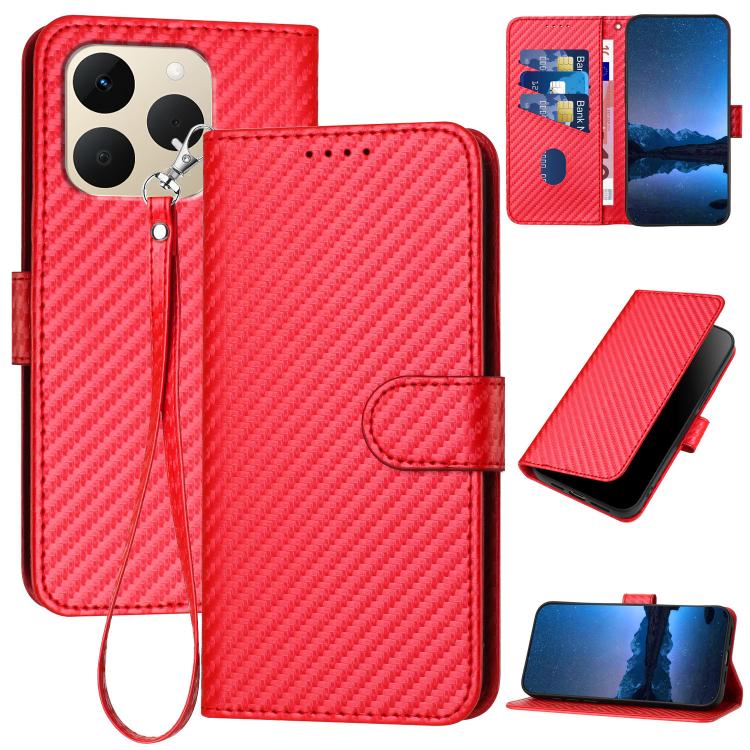 YX0070 Carbon Fiber Buckle Leather Phone Case with Lanyard, For Realme 16T 5G, For Realme C100 4G, For Realme P4 Power 5G, For Realme Note 80 4G, For Realme Neo8 5G, For Realme 16 5G, For Realme 16 Pro+ 5G Global, For Realme 16 Pro 5G Global           ...