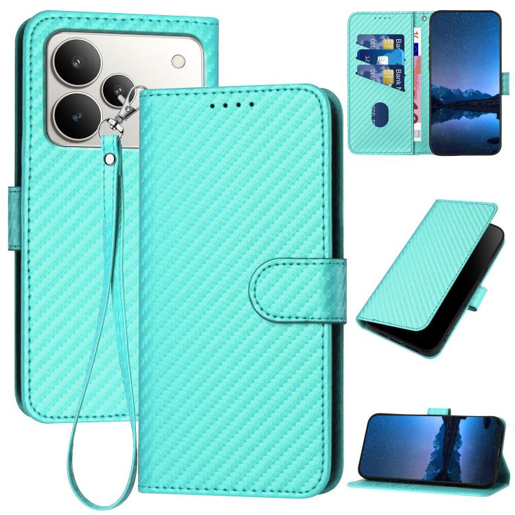 YX0070 Carbon Fiber Buckle Leather Phone Case with Lanyard, For Realme 16T 5G, For Realme C100 4G, For Realme P4 Power 5G, For Realme Note 80 4G, For Realme Neo8 5G, For Realme 16 5G, For Realme 16 Pro+ 5G Global, For Realme 16 Pro 5G Global           ...