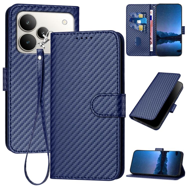 YX0070 Carbon Fiber Buckle Leather Phone Case with Lanyard, For Realme 16T 5G, For Realme C100 4G, For Realme P4 Power 5G, For Realme Note 80 4G, For Realme Neo8 5G, For Realme 16 5G, For Realme 16 Pro+ 5G Global, For Realme 16 Pro 5G Global           ...