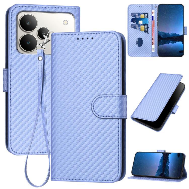 YX0070 Carbon Fiber Buckle Leather Phone Case with Lanyard, For Realme 16T 5G, For Realme C100 4G, For Realme P4 Power 5G, For Realme Note 80 4G, For Realme Neo8 5G, For Realme 16 5G, For Realme 16 Pro+ 5G Global, For Realme 16 Pro 5G Global           ...