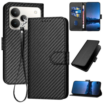 YX0070 Carbon Fiber Buckle Leather Phone Case with Lanyard, For Realme 16T 5G, For Realme C100 4G, For Realme P4 Power 5G, For Realme Note 80 4G, For Realme Neo8 5G, For Realme 16 5G, For Realme 16 Pro+ 5G Global, For Realme 16 Pro 5G Global           ...
