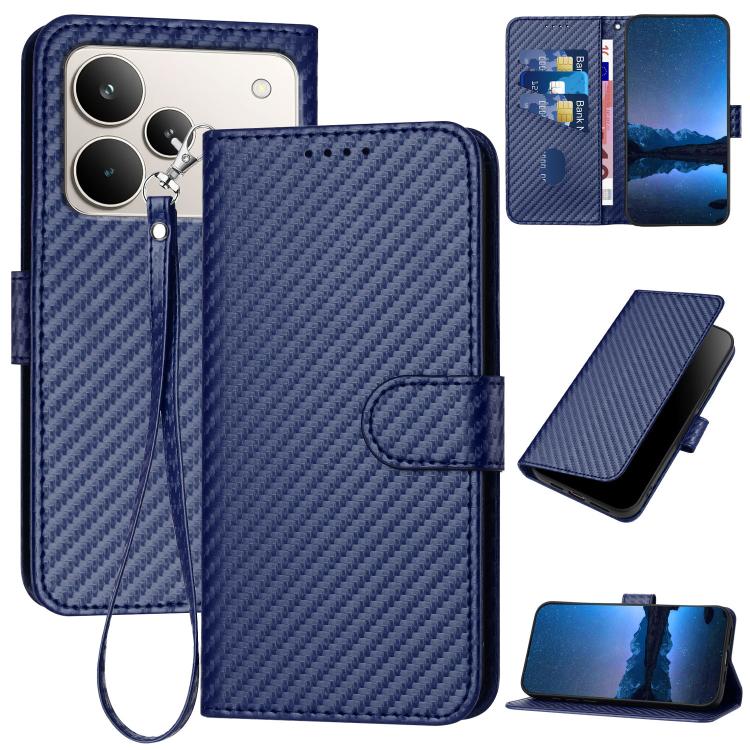 YX0070 Carbon Fiber Buckle Leather Phone Case with Lanyard, For Realme 16T 5G, For Realme C100 4G, For Realme P4 Power 5G, For Realme Note 80 4G, For Realme Neo8 5G, For Realme 16 5G, For Realme 16 Pro+ 5G Global, For Realme 16 Pro 5G Global           ...