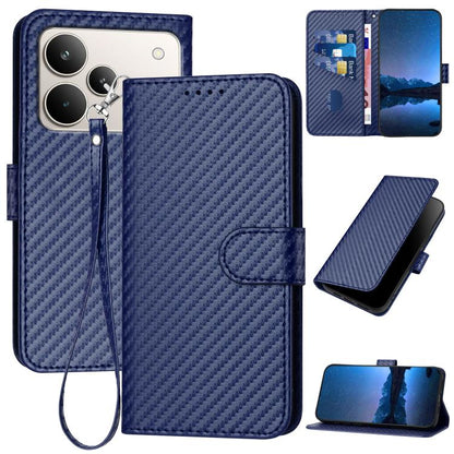 YX0070 Carbon Fiber Buckle Leather Phone Case with Lanyard, For Realme 16T 5G, For Realme C100 4G, For Realme P4 Power 5G, For Realme Note 80 4G, For Realme Neo8 5G, For Realme 16 5G, For Realme 16 Pro+ 5G Global, For Realme 16 Pro 5G Global           ...
