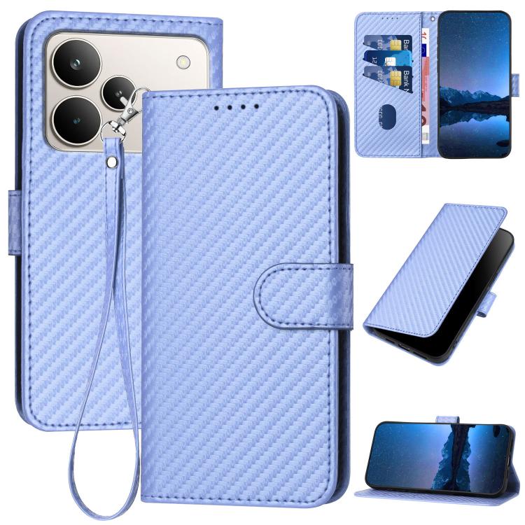 YX0070 Carbon Fiber Buckle Leather Phone Case with Lanyard, For Realme 16T 5G, For Realme C100 4G, For Realme P4 Power 5G, For Realme Note 80 4G, For Realme Neo8 5G, For Realme 16 5G, For Realme 16 Pro+ 5G Global, For Realme 16 Pro 5G Global           ...