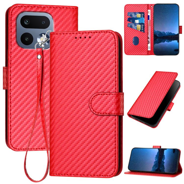YX0070 Carbon Fiber Buckle Leather Phone Case with Lanyard, For Realme 16T 5G, For Realme C100 4G, For Realme P4 Power 5G, For Realme Note 80 4G, For Realme Neo8 5G, For Realme 16 5G, For Realme 16 Pro+ 5G Global, For Realme 16 Pro 5G Global           ...