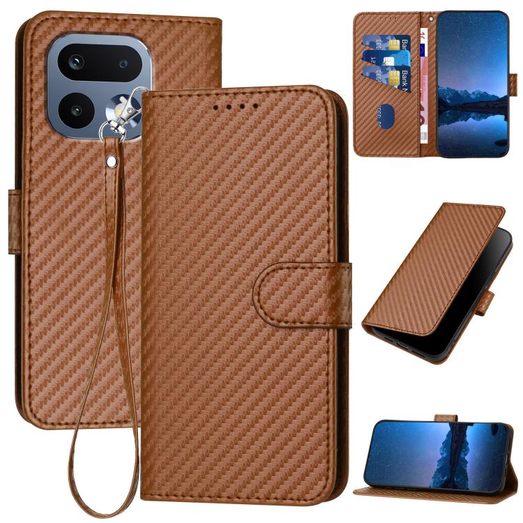 YX0070 Carbon Fiber Buckle Leather Phone Case with Lanyard, For Realme 16T 5G, For Realme C100 4G, For Realme P4 Power 5G, For Realme Note 80 4G, For Realme Neo8 5G, For Realme 16 5G, For Realme 16 Pro+ 5G Global, For Realme 16 Pro 5G Global           ...