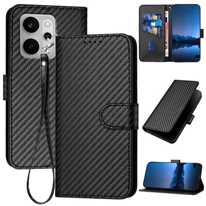 YX0070 Carbon Fiber Buckle Leather Phone Case with Lanyard, For Realme 16T 5G, For Realme C100 4G, For Realme P4 Power 5G, For Realme Note 80 4G, For Realme Neo8 5G, For Realme 16 5G, For Realme 16 Pro+ 5G Global, For Realme 16 Pro 5G Global           ...