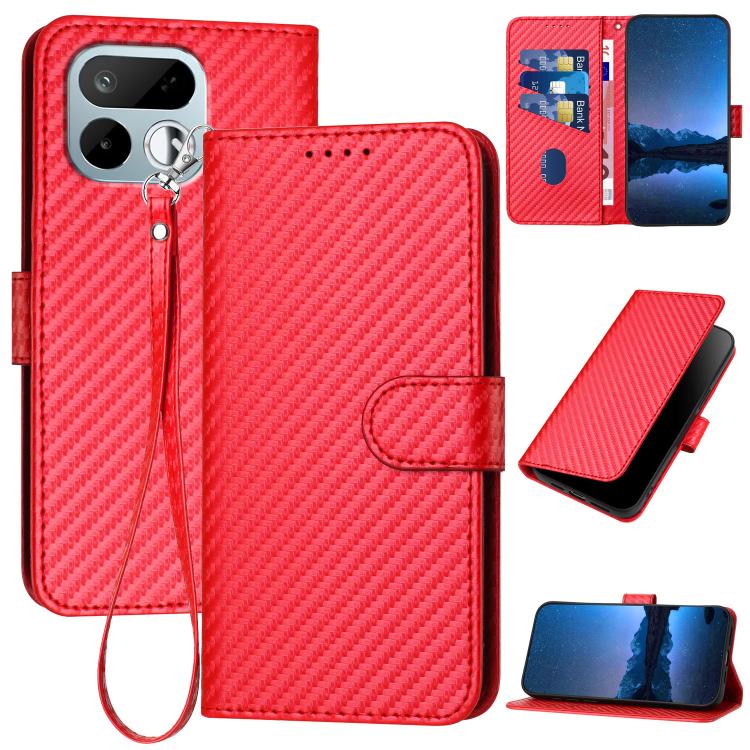 YX0070 Carbon Fiber Buckle Leather Phone Case with Lanyard, For Realme 16T 5G, For Realme C100 4G, For Realme P4 Power 5G, For Realme Note 80 4G, For Realme Neo8 5G, For Realme 16 5G, For Realme 16 Pro+ 5G Global, For Realme 16 Pro 5G Global           ...