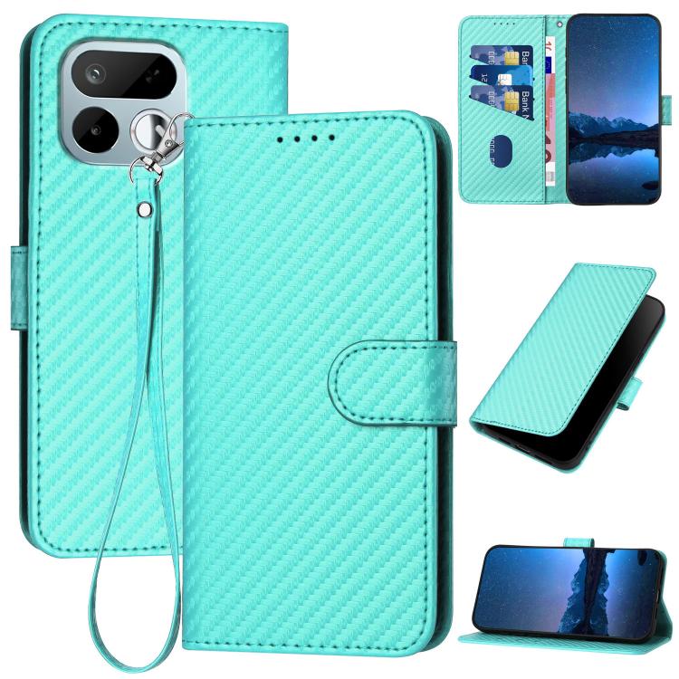 YX0070 Carbon Fiber Buckle Leather Phone Case with Lanyard, For Realme 16T 5G, For Realme C100 4G, For Realme P4 Power 5G, For Realme Note 80 4G, For Realme Neo8 5G, For Realme 16 5G, For Realme 16 Pro+ 5G Global, For Realme 16 Pro 5G Global           ...