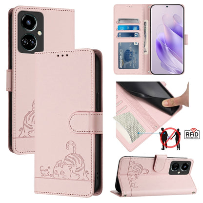 Cat Rat Embossed Pattern RFID Leather Phone Case with Lanyard, For Tecno Spark GO 2023, For Tecno POP 7 / POP 7 Pro, For Tecno Spark 10 5G, For Tecno Spark 10C, For Tecno Spark 10 4G, For Tecno Spark 10 Pro, For Tecno Camon 19 Pro 5G, For Tecno POVA 4 ...