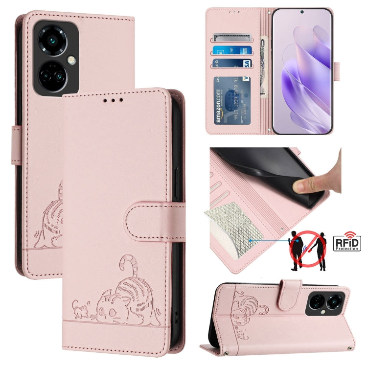 Cat Rat Embossed Pattern RFID Leather Phone Case with Lanyard, For Tecno Spark GO 2023, For Tecno POP 7 / POP 7 Pro, For Tecno Spark 10 5G, For Tecno Spark 10C, For Tecno Spark 10 4G, For Tecno Spark 10 Pro, For Tecno Camon 19 Pro 5G, For Tecno POVA 4 ...