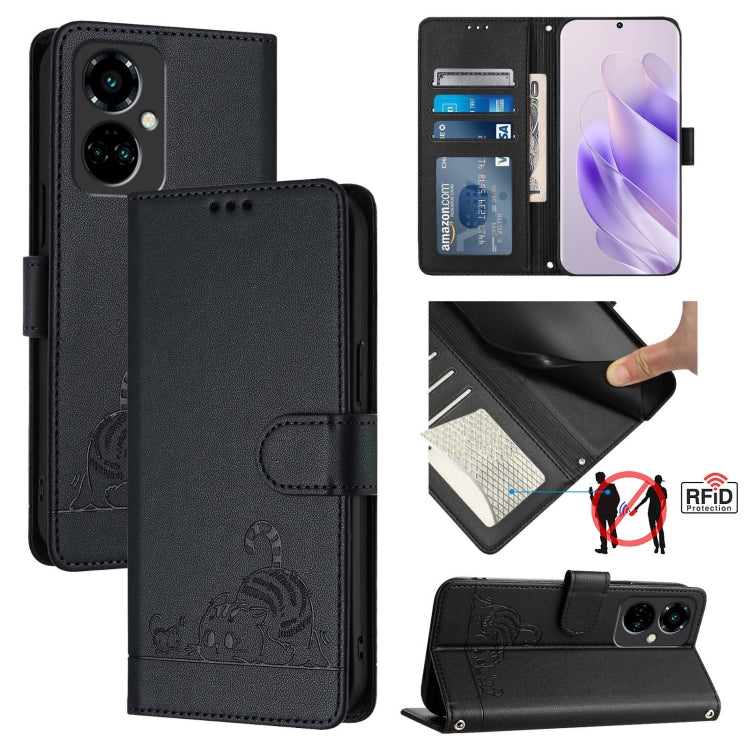 Cat Rat Embossed Pattern RFID Leather Phone Case with Lanyard, For Tecno Spark GO 2023, For Tecno POP 7 / POP 7 Pro, For Tecno Spark 10 5G, For Tecno Spark 10C, For Tecno Spark 10 4G, For Tecno Spark 10 Pro, For Tecno Camon 19 Pro 5G, For Tecno POVA 4 ...