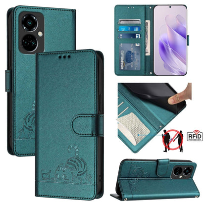 Cat Rat Embossed Pattern RFID Leather Phone Case with Lanyard, For Tecno Spark GO 2023, For Tecno POP 7 / POP 7 Pro, For Tecno Spark 10 5G, For Tecno Spark 10C, For Tecno Spark 10 4G, For Tecno Spark 10 Pro, For Tecno Camon 19 Pro 5G, For Tecno POVA 4 ...