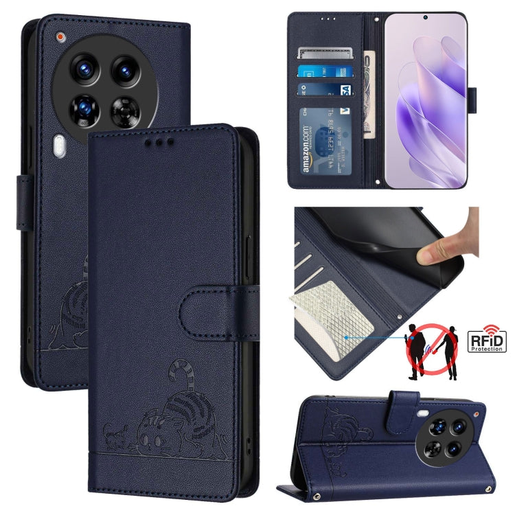 Cat Rat Embossed Pattern RFID Leather Phone Case with Lanyard, For Tecno Camon 50 Pro 4G, For Tecno Camon 50 4G, For Tecno Spark Slim 5G, For Tecno Camon 40 Premier, For Tecno Spark 30C 5G / Pop 9 5G, For Tecno Spark 30 5G                              ...