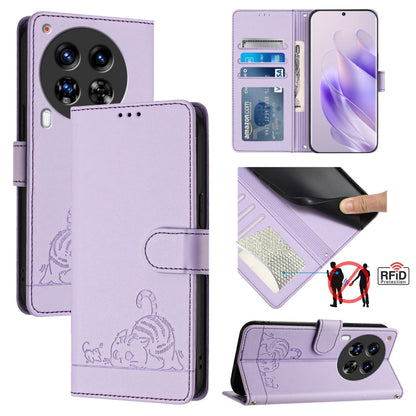 Cat Rat Embossed Pattern RFID Leather Phone Case with Lanyard, For Tecno Camon 50 Pro 4G, For Tecno Camon 50 4G, For Tecno Spark Slim 5G, For Tecno Camon 40 Premier, For Tecno Spark 30C 5G / Pop 9 5G, For Tecno Spark 30 5G                              ...
