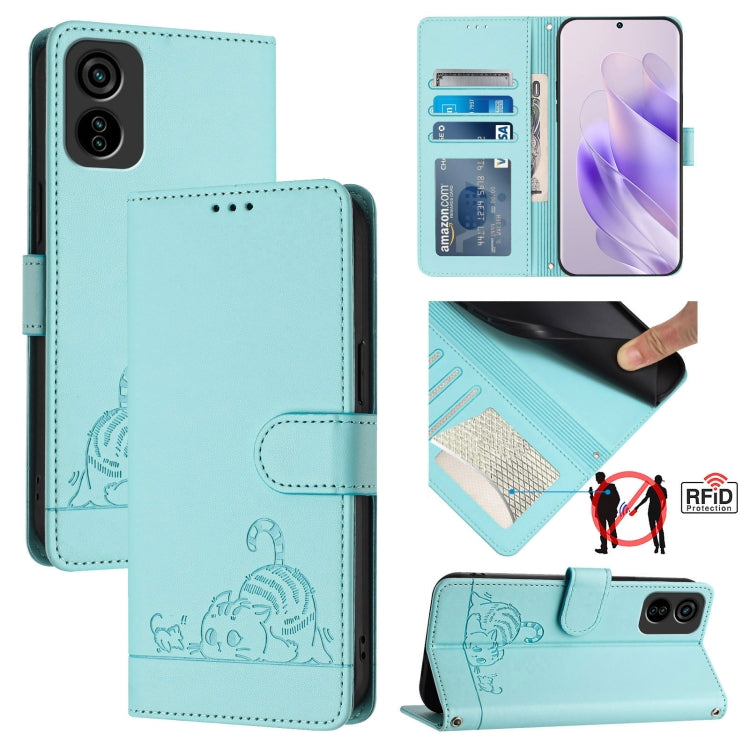Cat Rat Embossed Pattern RFID Leather Phone Case with Lanyard, For Tecno Camon 50 Pro 4G, For Tecno Camon 50 4G, For Tecno Spark Slim 5G, For Tecno Camon 40 Premier, For Tecno Spark 30C 5G / Pop 9 5G, For Tecno Spark 30 5G                              ...