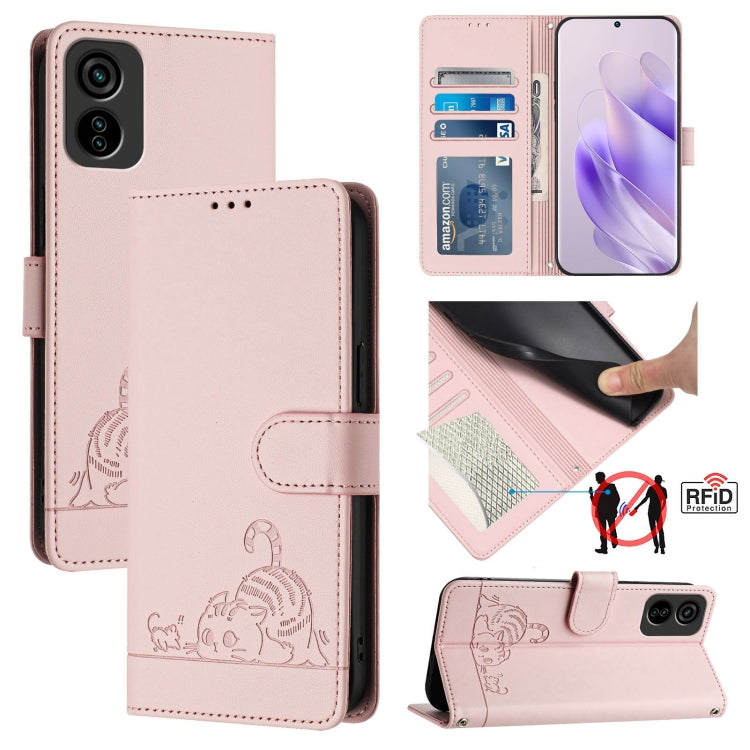 Cat Rat Embossed Pattern RFID Leather Phone Case with Lanyard, For Tecno Camon 50 Pro 4G, For Tecno Camon 50 4G, For Tecno Spark Slim 5G, For Tecno Camon 40 Premier, For Tecno Spark 30C 5G / Pop 9 5G, For Tecno Spark 30 5G                              ...