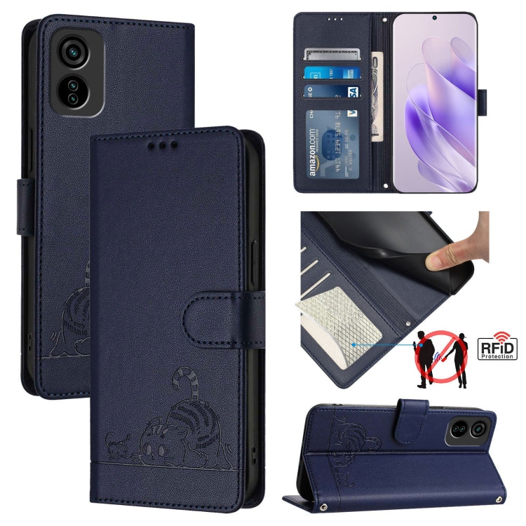 Cat Rat Embossed Pattern RFID Leather Phone Case with Lanyard, For Tecno Camon 50 Pro 4G, For Tecno Camon 50 4G, For Tecno Spark Slim 5G, For Tecno Camon 40 Premier, For Tecno Spark 30C 5G / Pop 9 5G, For Tecno Spark 30 5G                              ...