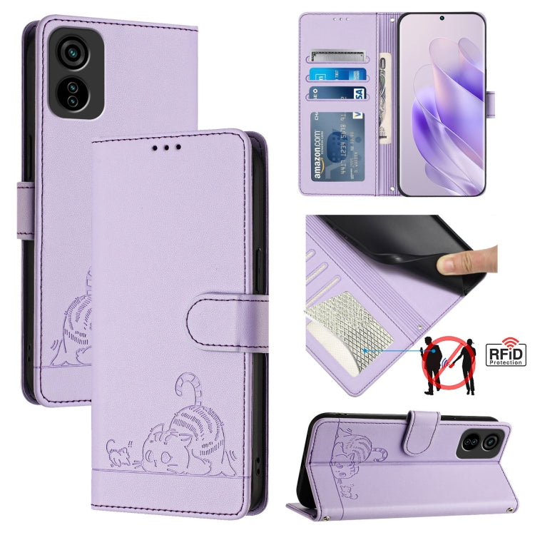 Cat Rat Embossed Pattern RFID Leather Phone Case with Lanyard, For Tecno Camon 50 Pro 4G, For Tecno Camon 50 4G, For Tecno Spark Slim 5G, For Tecno Camon 40 Premier, For Tecno Spark 30C 5G / Pop 9 5G, For Tecno Spark 30 5G                              ...