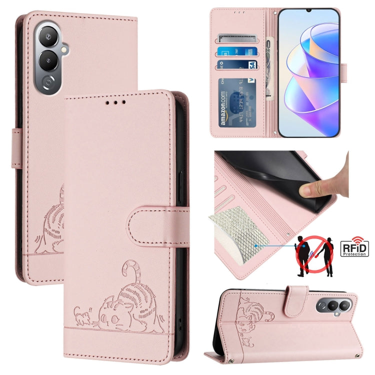 Cat Rat Embossed Pattern RFID Leather Phone Case with Lanyard, For Tecno Spark GO 2023, For Tecno POP 7 / POP 7 Pro, For Tecno Spark 10 5G, For Tecno Spark 10C, For Tecno Spark 10 4G, For Tecno Spark 10 Pro, For Tecno Camon 19 Pro 5G, For Tecno POVA 4 ...