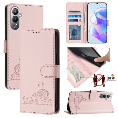 Cat Rat Embossed Pattern RFID Leather Phone Case with Lanyard, For Tecno Spark GO 2023, For Tecno POP 7 / POP 7 Pro, For Tecno Spark 10 5G, For Tecno Spark 10C, For Tecno Spark 10 4G, For Tecno Spark 10 Pro, For Tecno Camon 19 Pro 5G, For Tecno POVA 4 ...