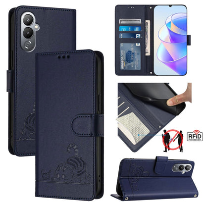 Cat Rat Embossed Pattern RFID Leather Phone Case with Lanyard, For Tecno Spark GO 2023, For Tecno POP 7 / POP 7 Pro, For Tecno Spark 10 5G, For Tecno Spark 10C, For Tecno Spark 10 4G, For Tecno Spark 10 Pro, For Tecno Camon 19 Pro 5G, For Tecno POVA 4 ...