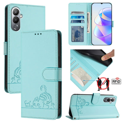 Cat Rat Embossed Pattern RFID Leather Phone Case with Lanyard, For Tecno Spark GO 2023, For Tecno POP 7 / POP 7 Pro, For Tecno Spark 10 5G, For Tecno Spark 10C, For Tecno Spark 10 4G, For Tecno Spark 10 Pro, For Tecno Camon 19 Pro 5G, For Tecno POVA 4 ...