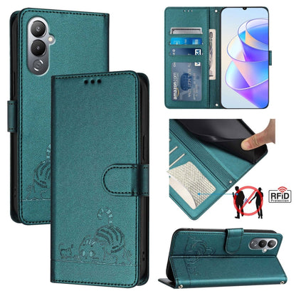 Cat Rat Embossed Pattern RFID Leather Phone Case with Lanyard, For Tecno Spark GO 2023, For Tecno POP 7 / POP 7 Pro, For Tecno Spark 10 5G, For Tecno Spark 10C, For Tecno Spark 10 4G, For Tecno Spark 10 Pro, For Tecno Camon 19 Pro 5G, For Tecno POVA 4 ...