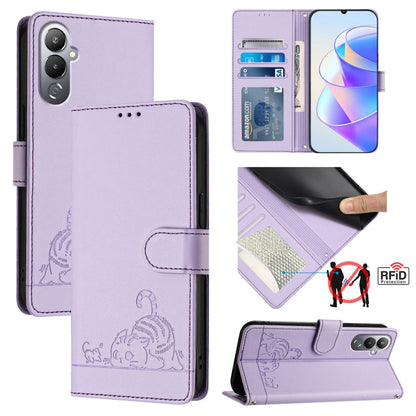 Cat Rat Embossed Pattern RFID Leather Phone Case with Lanyard, For Tecno Spark GO 2023, For Tecno POP 7 / POP 7 Pro, For Tecno Spark 10 5G, For Tecno Spark 10C, For Tecno Spark 10 4G, For Tecno Spark 10 Pro, For Tecno Camon 19 Pro 5G, For Tecno POVA 4 ...