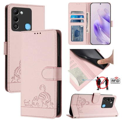 Cat Rat Embossed Pattern RFID Leather Phone Case with Lanyard, For Tecno Spark GO 2023, For Tecno POP 7 / POP 7 Pro, For Tecno Spark 10 5G, For Tecno Spark 10C, For Tecno Spark 10 4G, For Tecno Spark 10 Pro, For Tecno Camon 19 Pro 5G, For Tecno POVA 4 ...