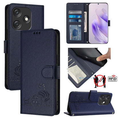 Cat Rat Embossed Pattern RFID Leather Phone Case with Lanyard, For Tecno Spark GO 2023, For Tecno POP 7 / POP 7 Pro, For Tecno Spark 10 5G, For Tecno Spark 10C, For Tecno Spark 10 4G, For Tecno Spark 10 Pro, For Tecno Camon 19 Pro 5G, For Tecno POVA 4 ...