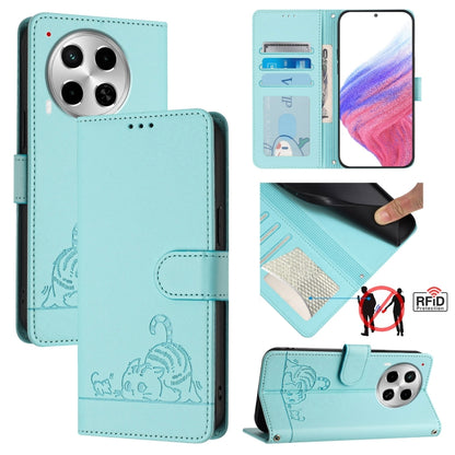Cat Rat Embossed Pattern RFID Leather Phone Case with Lanyard, For Tecno Pova 6 4G, For Tecno Camon 30 Pro 5G, For Tecno Camon 30 5G CL7, For Tecno Camon 30 4G, For Tecno Camon 30 5G, For Tecno Spark 20 Pro+, For Tecno Spark 20 Pro, For Tecno Spark 20C...