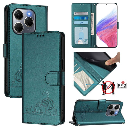 Cat Rat Embossed Pattern RFID Leather Phone Case with Lanyard, For Tecno Camon 50 Pro 4G, For Tecno Camon 50 4G, For Tecno Spark Slim 5G, For Tecno Camon 40 Premier, For Tecno Spark 30C 5G / Pop 9 5G, For Tecno Spark 30 5G                              ...